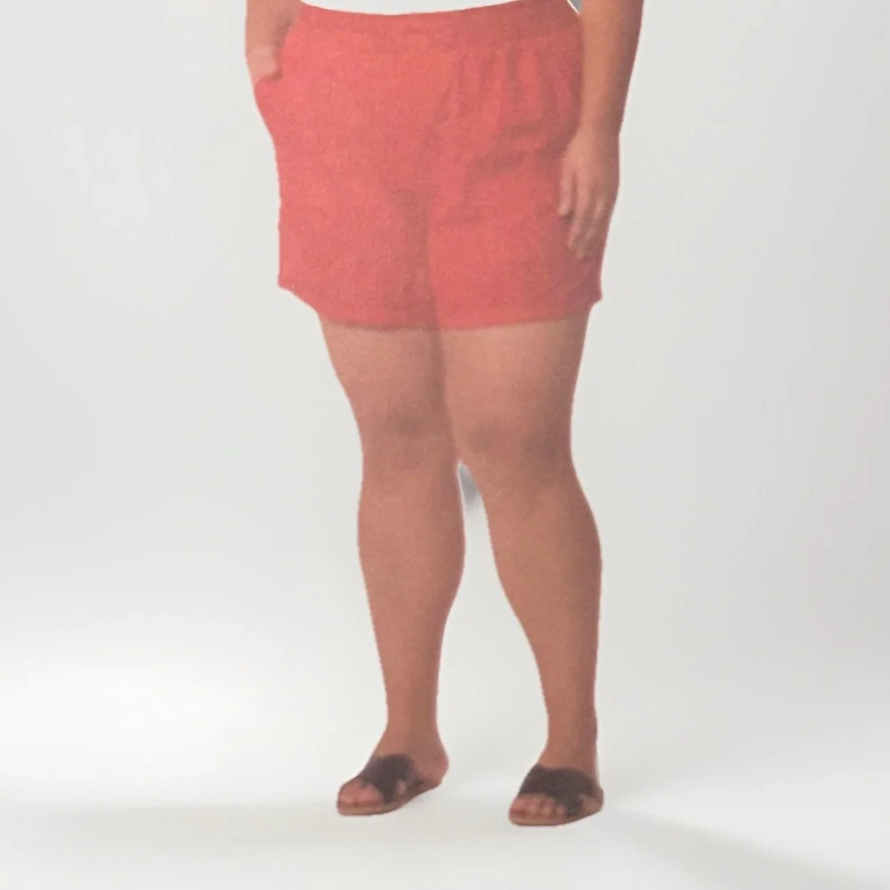 Briggs‎ NWT Women's Elastic Waistband LINEN Shorts In Orange, XXL Style 1846383